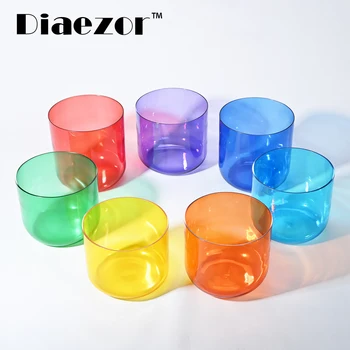 

7 Inch A Note Indigo Colored Clear The Third-eye Chakra Crystal Singing Bowl for Meditation