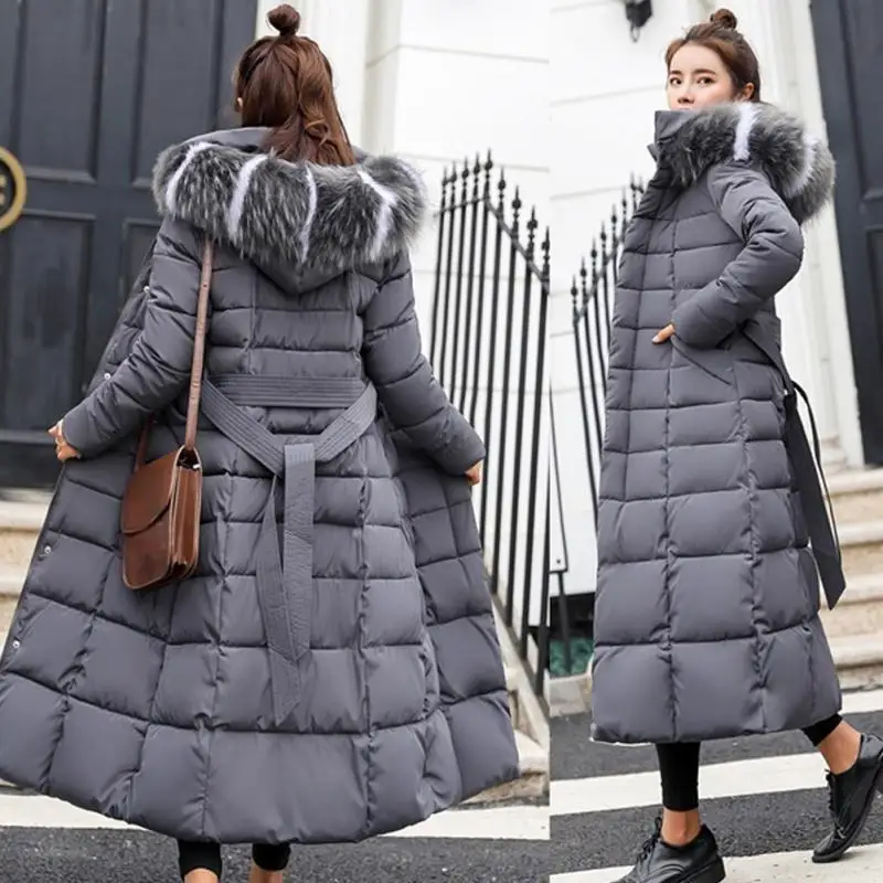 

Winter Women Down Cotton Jackets Long Hooded Fashion Snow Clothing Warm Cotton-Padded Long Sleeve Parkas Coat Female