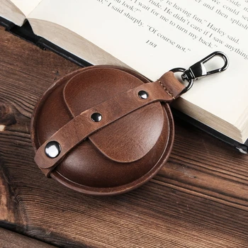

Wear-resistant Leather Case Portable Protective Cover Pouch with Keychain for SAMSUNG Galaxy Buds live Earphones Headset