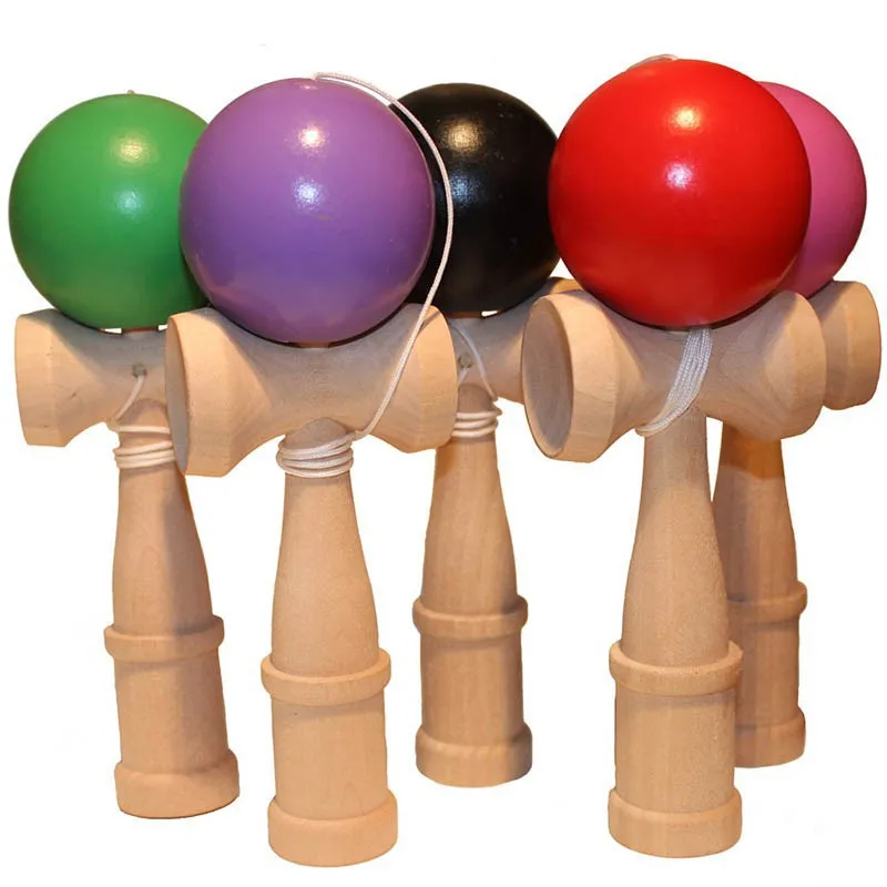 

1pc Bamboo PU Paint Wooden Kendama Balls Skillful Jumbo Outdoors Juggle Game Balls Toys for Gift Professional Wooden rock