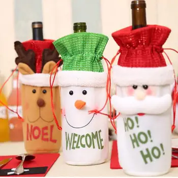 

Christmas Decoration Supplies Santa Claus Snowman Deer Head Shape Wine Bottle Bag Christmas Home Decoration