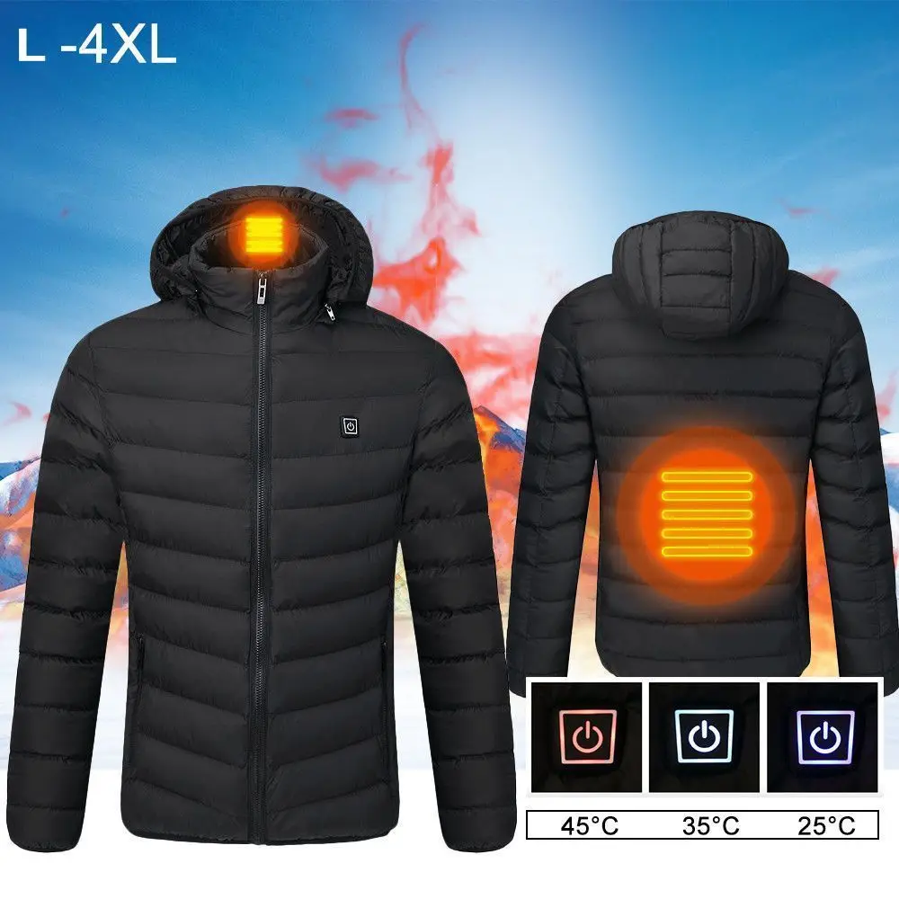 

USB Heated Coat Electric Vest Heated Temperature Ajustable Hoodie Jacket Pocket Electric Battery Warm Fashion Winter