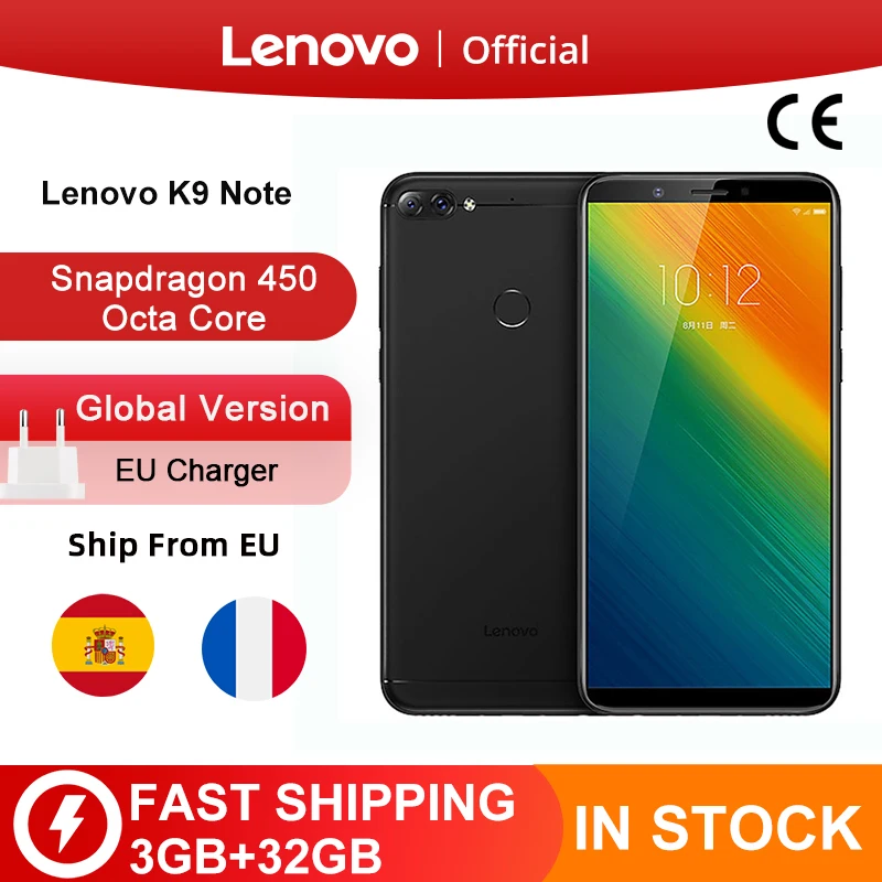 Глобальная версия смартфона Lenovo K9 Note 3 ГБ 32 6 дюймов Восьмиядерный Snapdragon 450 Android 8 1 16