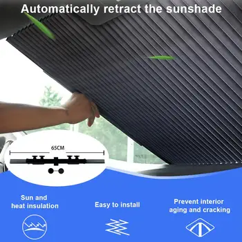 

150x65cm Car Windshield Sun Shade Foldable Car Curtain Telescopic Sunshade UV Resistant Heat Reflector For Keep Your Cars Cool