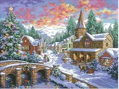 

xiaoyi cotton self-matching cross stitch Authentic Egyptian cotton with needle free kit dim08783 Christmas Village