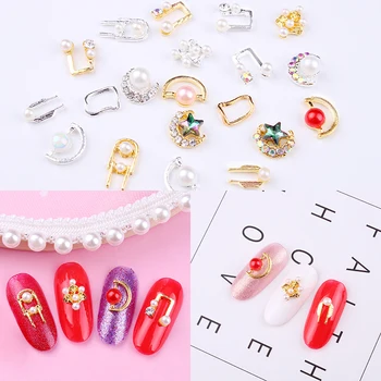 

100pcs/lot Nail Crystal Nail Rhinestones Silver/Gold Gems Pearl Multi-Designs Jewellery Nail Rhinestones Charms JC593-612
