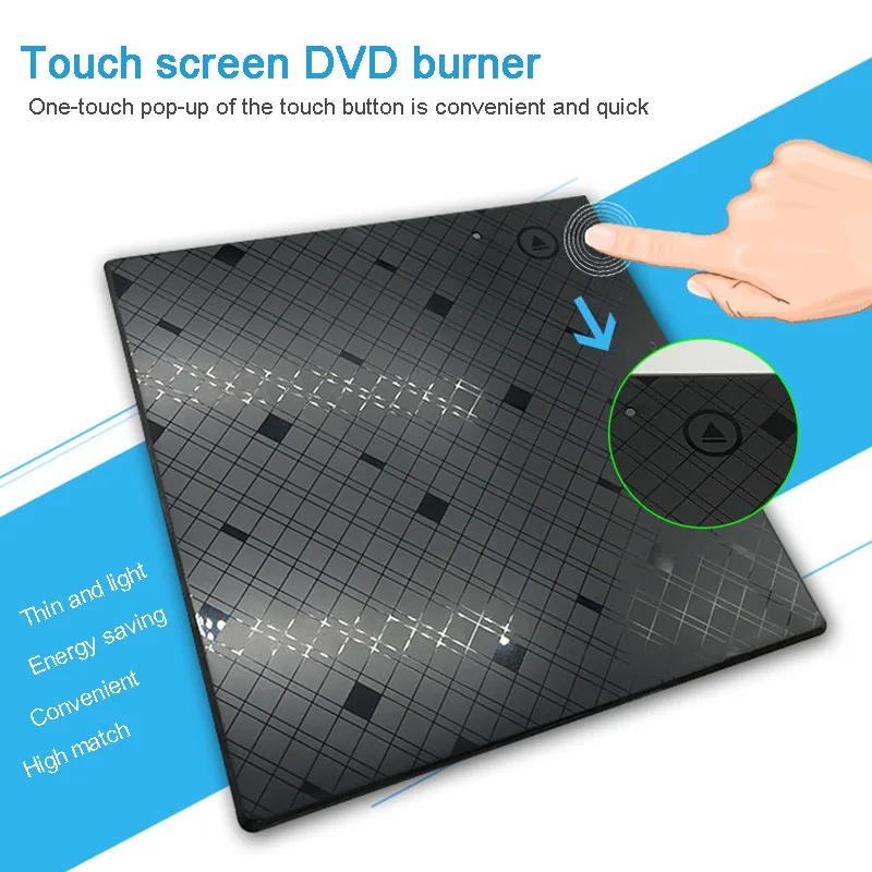 dvd burner Сенсорный экран внешний CD/DVD RW привод USB 3,0 Портативный компакт-дисков Встроенная память плеер Регистраторы диск для Windows7/8/10, MAC OS+ накопитель сумка usb dvd - Цвет: dvd burner