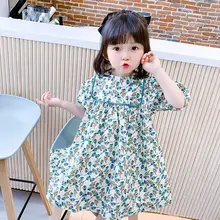 Robes d'été en pur coton pour filles, vêtements pour enfants, à manches courtes, en soie, motif Floral, coupe fine, pour grands enfants