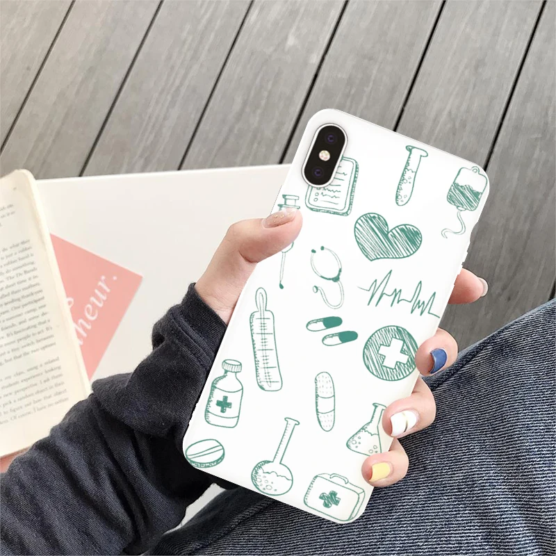 GYKZ мультфильм медицина Доктор Медсестры чехол для телефона для iPhone XS MAX 11 Pro X XR 7 8 6 6s Plus Письмо печати мягкий силиконовый задний Чехол - Цвет: Style 4