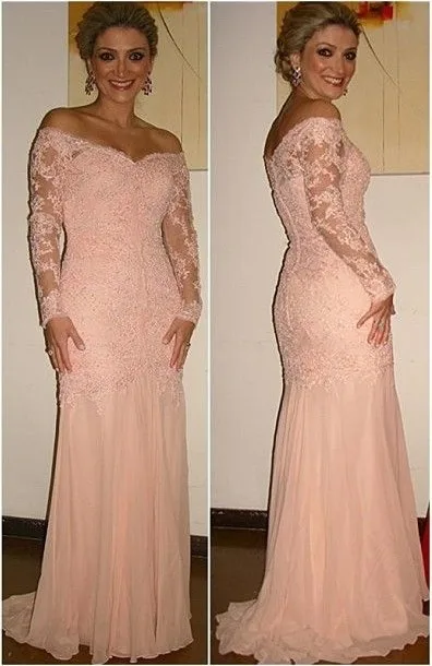 Robe de soiree сексуальное вечернее платье русалки с вырезом лодочкой индийское сари розовое кружевное платье с длинным рукавом для матери невесты