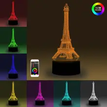 NiteApps 3D Эйфелева башня ночник настольная лампа Иллюзия украшение лампа подарок на день рождения приложение/сенсорное управление