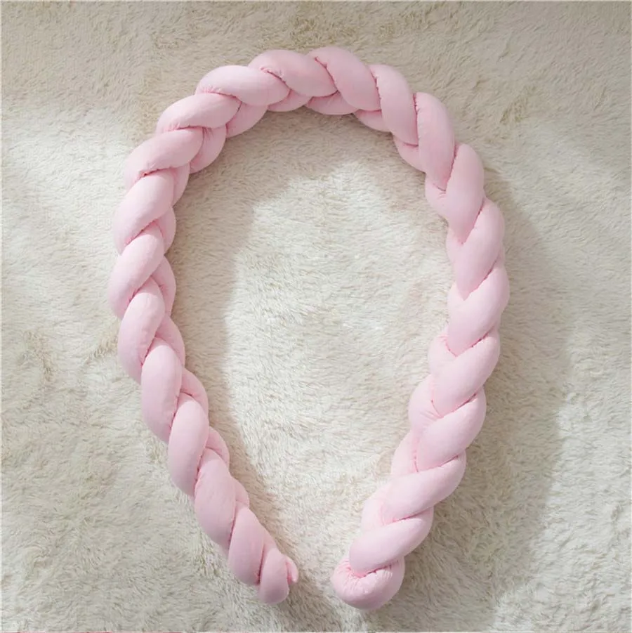 pink Кровать для новорожденных бампер 220 см детский скрученный узел Подушка бампер Детская Кроватка Забор Хлопок Подушка Детская комната постельные принадлежности украшения - Цвет: pink