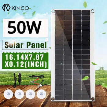 

50W 18V Portable Solar Panel Double USB Power Bank Board External Battery Charging Solar Cell Board Crocodile Clips Car charger