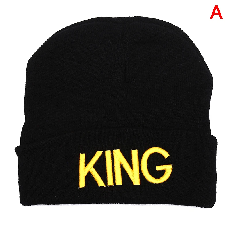 A Новые шапки KING QUEEN, шапки для пар, теплые зимние осенние эластичные вязаные головные уборы для мужчин и женщин, лыжные спортивные шапки - Цвет: A