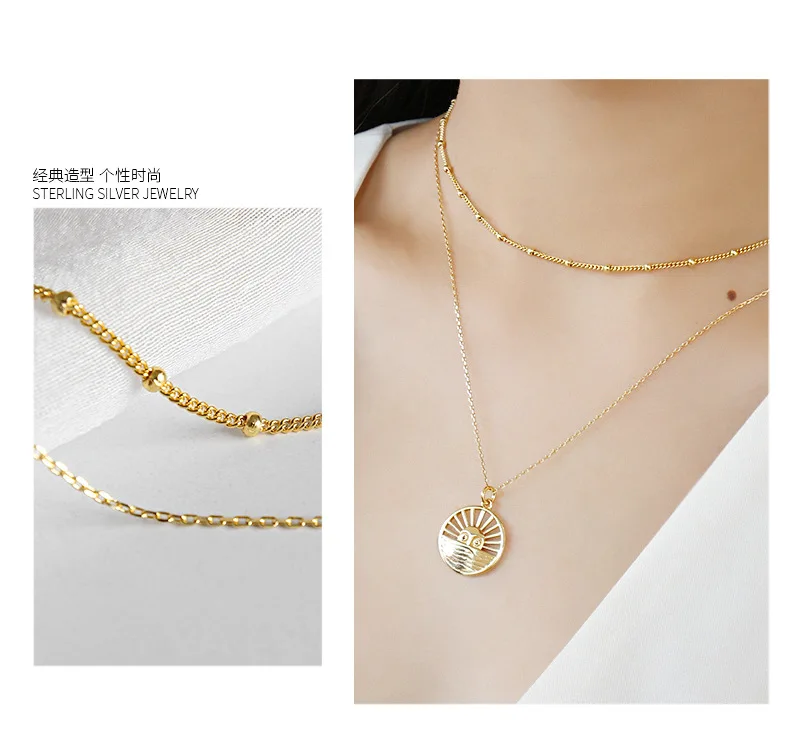 XIHA 925 Серебряное колье, ожерелье для женщин, бусы золотого цвета, цепные чокеры, корейские модные ювелирные изделия, подарки на день рождения сестры