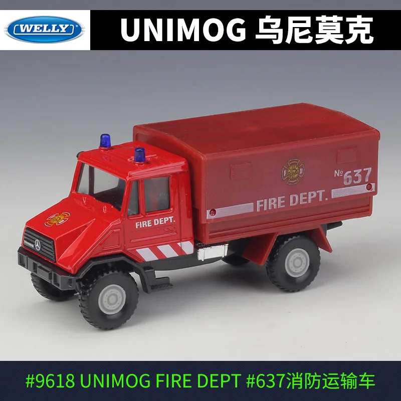 Welly Diecast пожарная машина Engining Truck дорожная подметальная UNIMOG Benz модель из сплава