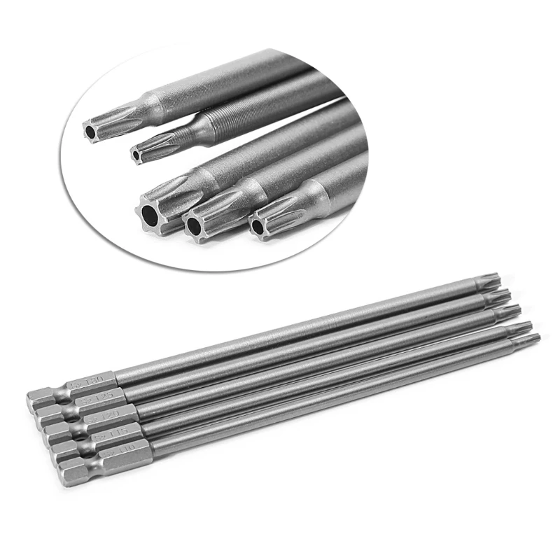 

5 Pcs/Set 150mm T10-T30 Long Magnetic Torx Electric Screwdriver Drill Bits Kit