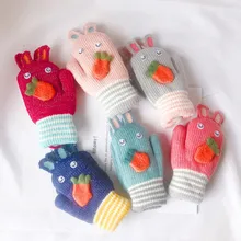 Теплые плотные вязаные варежки для маленьких мальчиков и девочек с мультяшным принтом; Детские теплые перчатки; вязаные перчатки с героями мультфильмов для мальчиков;#445