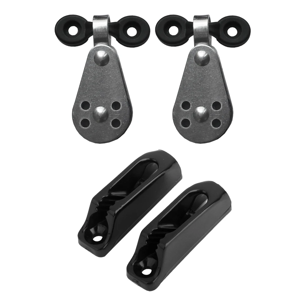 Kayak Pulley Blocks, Pad Eyes, Self-Lock Cord Runners For Anchor Trolley Kit