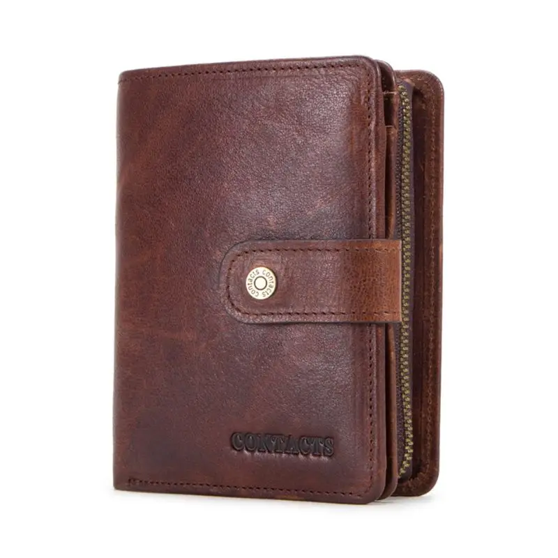 THINKTHENDO мужской RFID блокирующий кошелек из натуральной кожи ID Card Holder винтажный двухслойный кошелек H8WD - Цвет: bn
