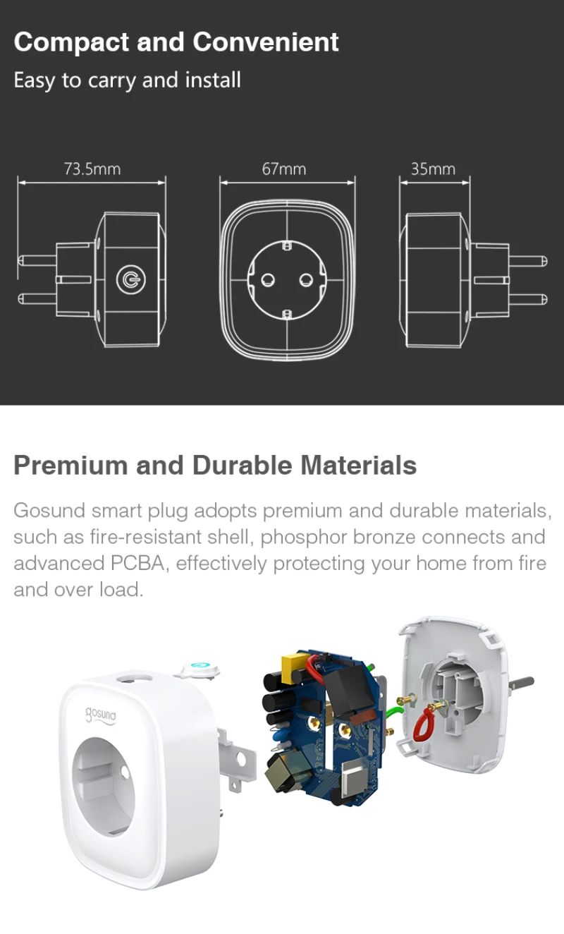 Gosund 16A Smart Plug Socket Tuya Smart Wifi Plug Socket Smart Life APP Remote Control With Alexa Google Home Assistance 2021New