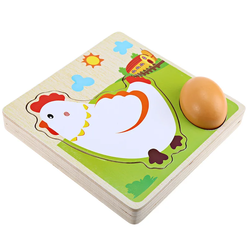 Деревянные головоломки цыпленок для выращивания кур-несушек Откладывание яиц процесс головоломки для детского сада, дошкольные Раннее Обучение Обучающие игрушки для детей