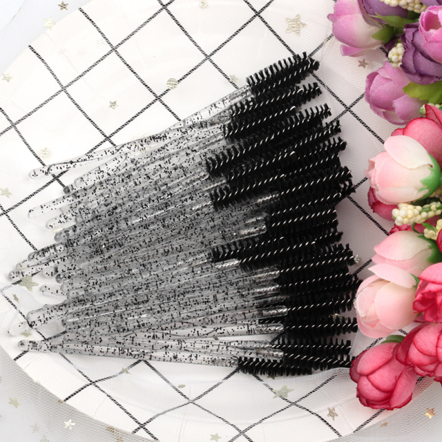 New Disposable 5/50Pcs Crystal Eyelash Makeup Brush Diamond Handle Mascara Wands Eyelash Extension Makeup tool