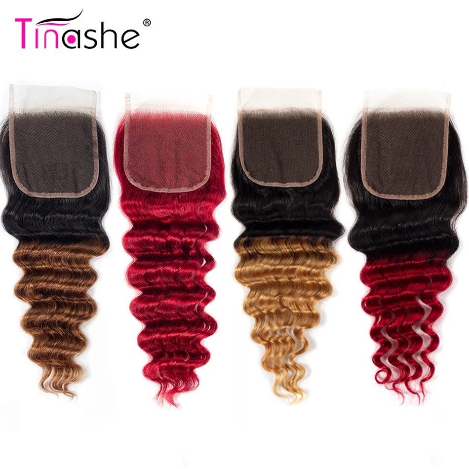 Tinashe свободная глубокая волна кружевная застежка омбре 1B 27 30 красный бордовый