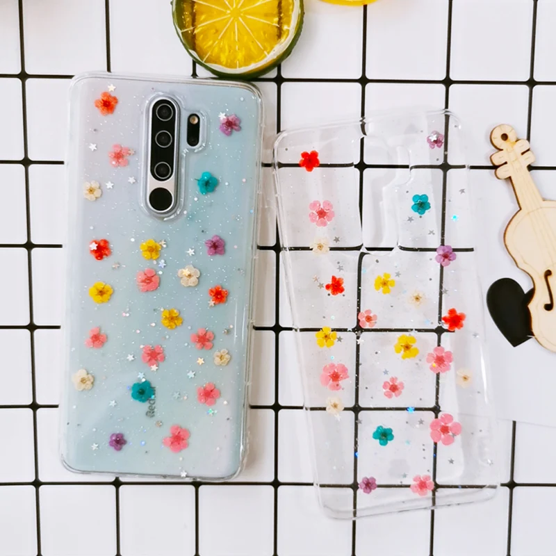Прозрачный чехол с натуральными сушеными цветами для телефона Xiaomi Redmi note 8 Pro Note 7