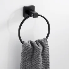 Black Towel Holder Ring Round Wall Mounted Bathing Towel Rack Stainless Steel Kitchen Bathroom Accessories