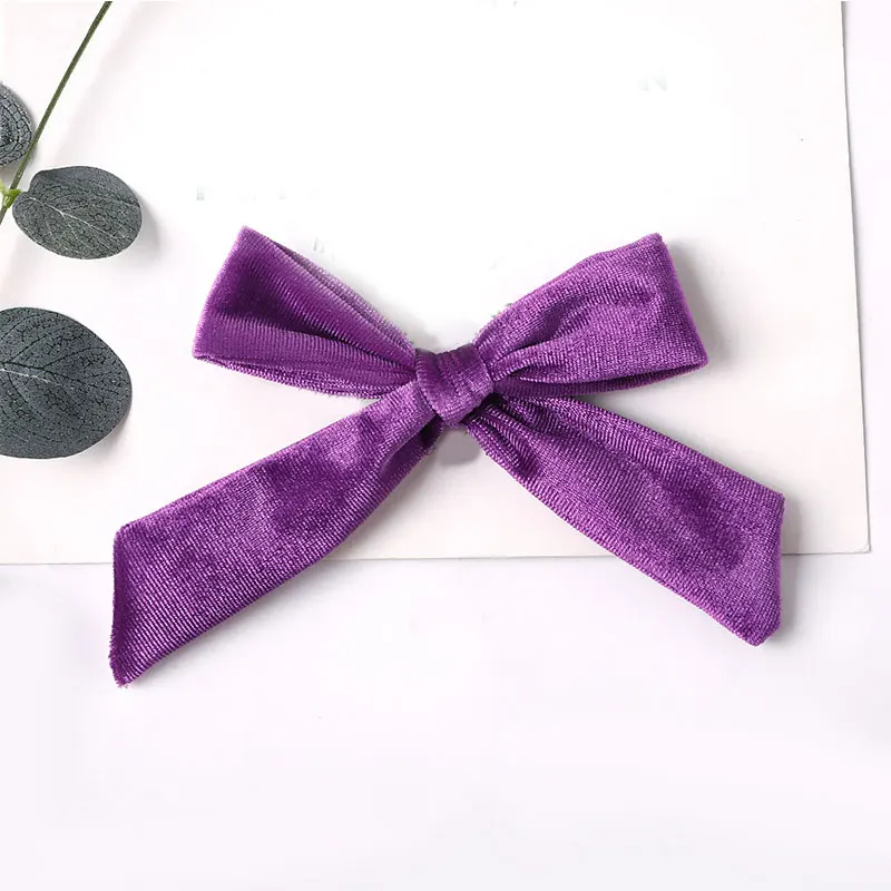 purple 1 шт. мини бархатный завязанный вручную бант из нейлона заколка для волос маленькие девочки сладкие конфеты, бархатный цвет Маленький бант заколка для волос аксессуары для волос - Цвет: purple