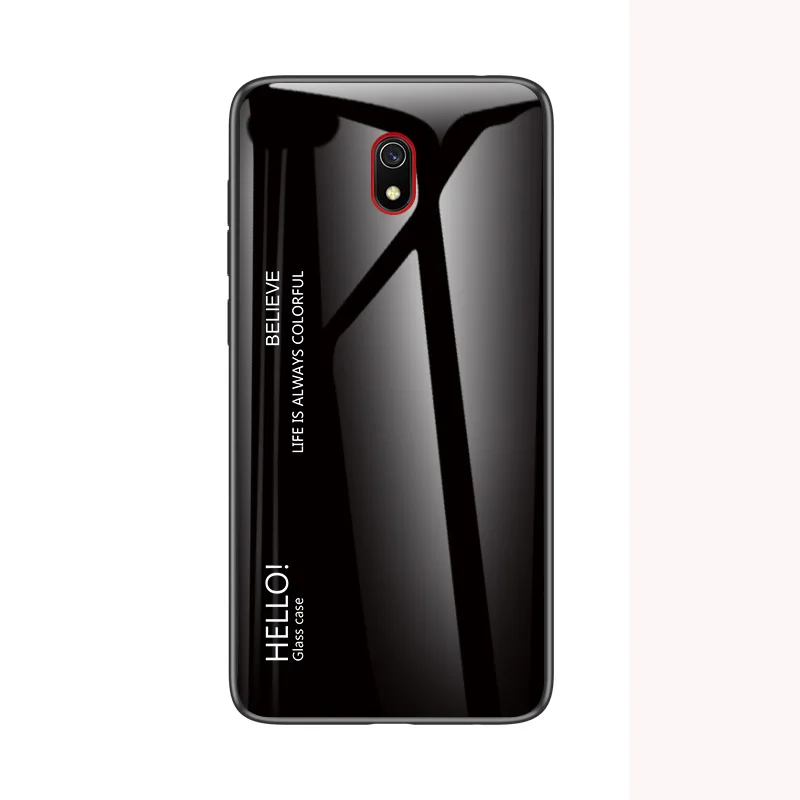 Черный Для Xiaomi Redmi8A чехол для телефона 6,22 дюймов модный ступенчатый Сменный стеклянный чехол для телефона для Xiaomi Redmi 8A полная защита бампер крышка - Цвет: Черный