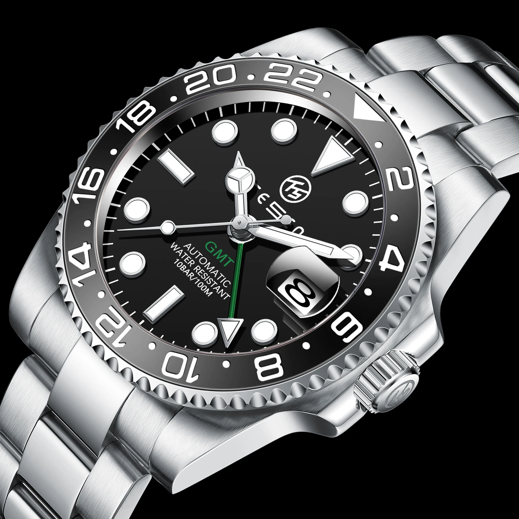 San Martin SN016G Orologio Automatico Uomo GMT - Acciaio 316L Vetro Zaffiro Lunetta Ceramica 20 ATM - Movimento 6460