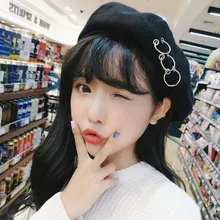 Берет, корейский стиль, стиль, Ulzzang, Крутое кольцо, художница, кепка, железный обруч, береты для женщин, Осень-зима, ретро, британский, корейский стиль