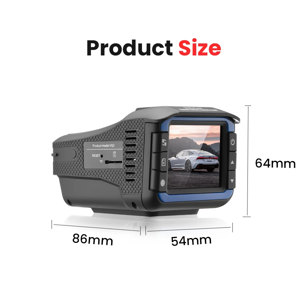 Car Dash Cam Full HD 1080P Dashboard Camera Anti Radar Detector With English Russian Voice Alerts 24-Hour Parking Auto Accessory dash cam