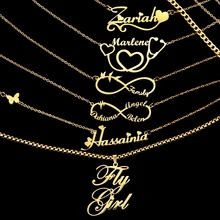 

NEULRY personalised stainless steel gold name letter pendant butterfly chain necklace for women customized heart jewellery