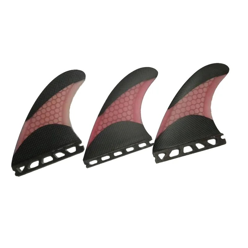

Good Quality Honeycomb Surfboard Fins Medium Size Surf Fins Thruster Tri Fin Set Half Carbon Surfing Fins