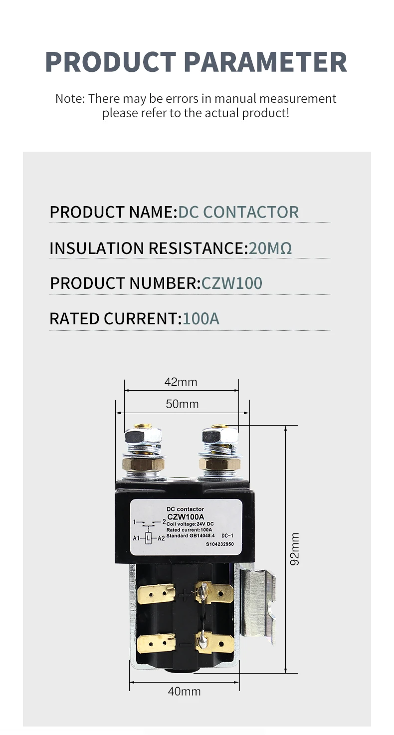 60v 72vdc dc contator elétrico interruptor 100a