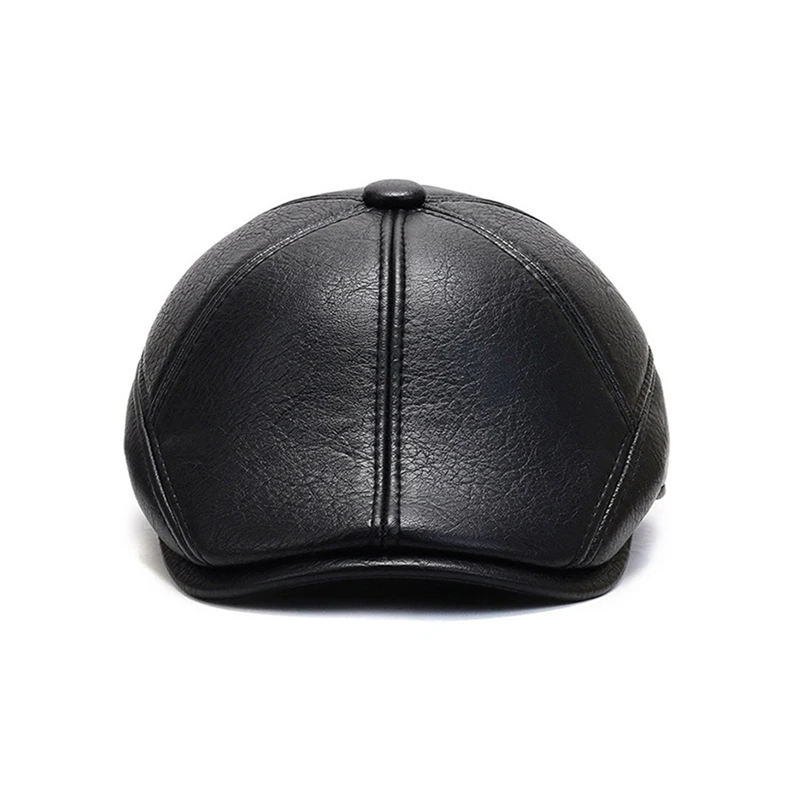Men's outdoor leather hat winter Berets male warm Ear protection cap genuine leather dad hats Leisure bone