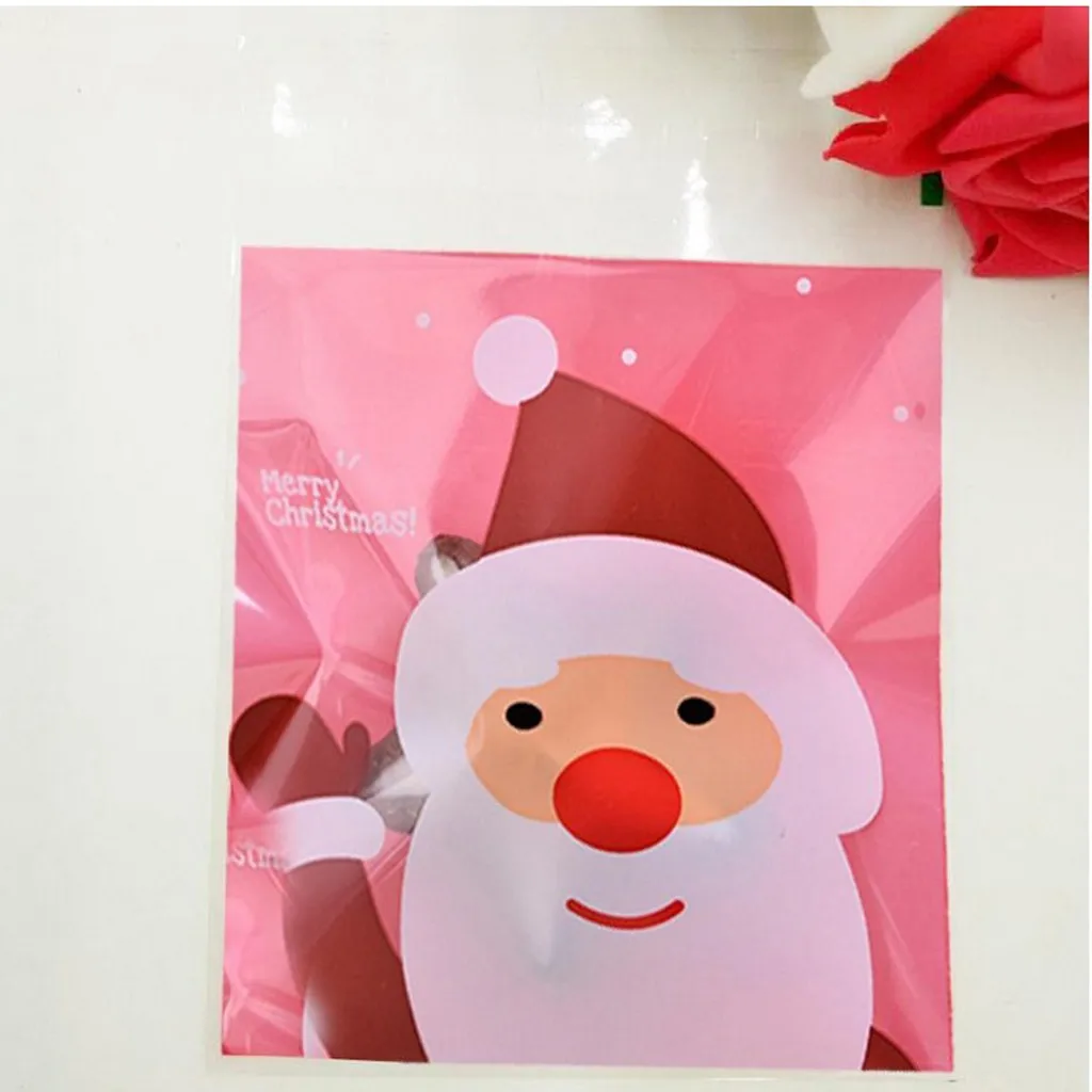 Merry Christmas Санта Клаус самоклеющиеся пакаты для упаковки печенья рождественские пластиковые подарочные пакеты Подарочная сумка Упаковка для выпечки еды#25