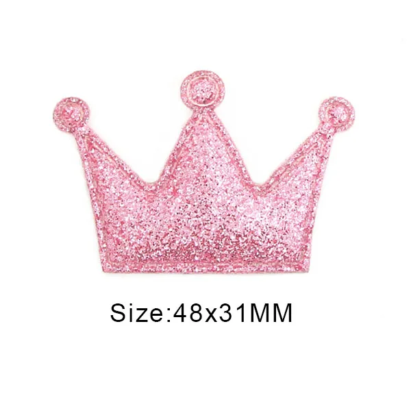 50 шт разноцветные блестящие кожаные накладки Корона/сердце/звезда милые блестящие аппликации нашивки для одежды DIY заколки для волос для девочек - Цвет: Big Pink Crown