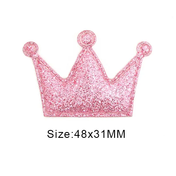Big Pink Crown 50 шт разноцветные блестящие кожаные накладки Корона/сердце/звезда милые блестящие аппликации нашивки для одежды DIY заколки для волос для девочек - Цвет: Big Pink Crown