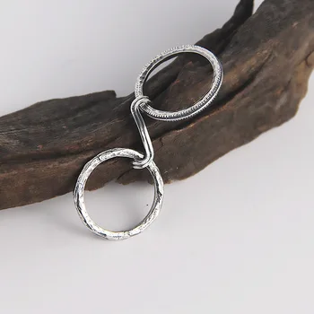 

Irregular Rough Double Ring Real 925 Sterling Silver Antique Silver Stacking Ring Korean Women Ring Jewelry 925 Silver Wholesale