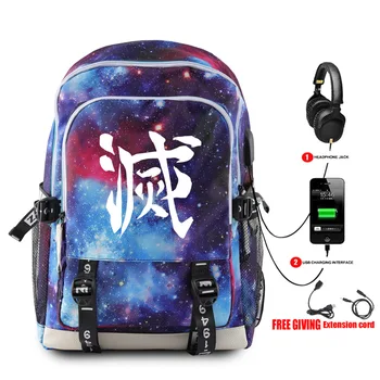 

New Demon Slayer Kimetsu no Yaiba Designed Cool Printed men women Shoulder backpack simple USB charging Fashion Student Backpack