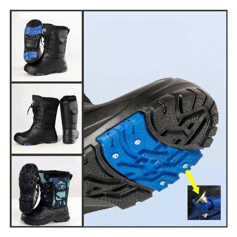 Outdoor Waterproof Non-slip Boots with Steel Nails, Winter Snow Waders, Hunting Boot, Caza, Camping Shoes