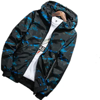 

Spring Autumn Men Camo Print Hoodies Coat Nice Autumn Bomber Thin Jacket Men Hit Color VogueJacket Male Windbreaker Outwear