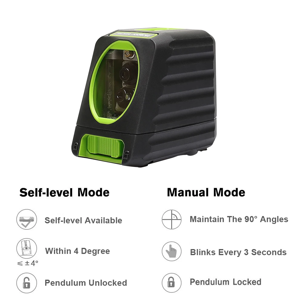 Huepar 150ft/45m Cross Line Laser Level 2 Lines Self Leveling Vertical & Horizontal Green Beams for Outdoor Use BOX-1G laser level