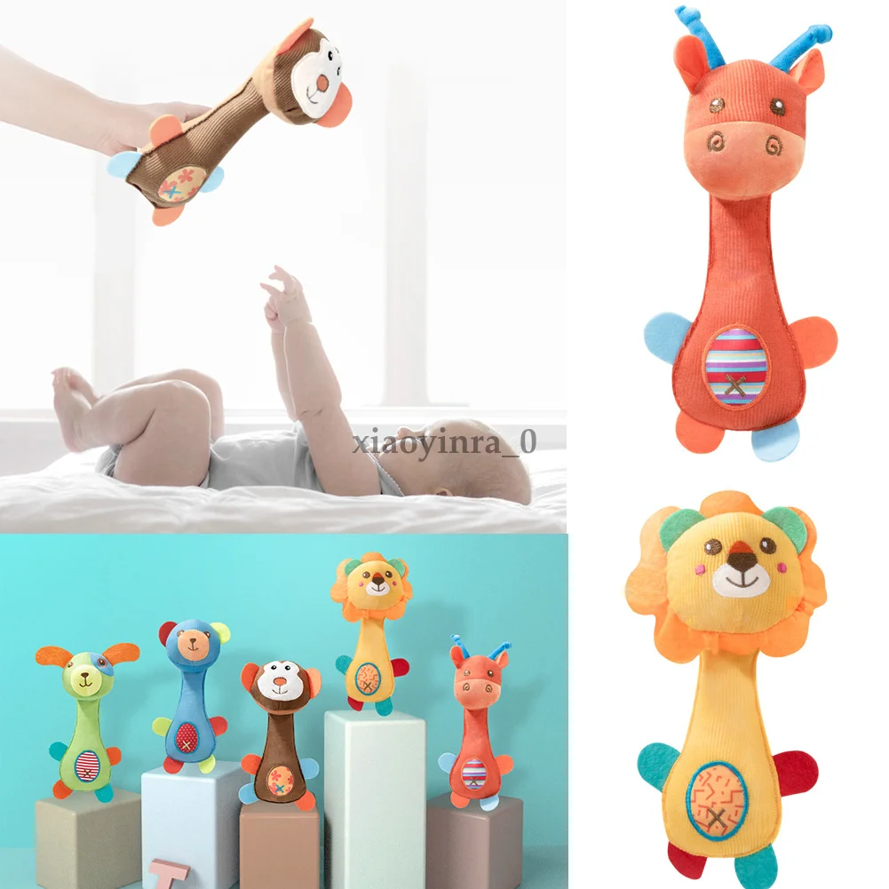 Милые Животные Жираф, Лев, обезьяна, медведь, щенок развитие колокольчиков постель с игрушкой колокольчиками для маленьких детей мягкие игрушки для детей погремушка