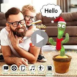 Cactus dansant pour enfants, jouets électroniques en peluche, enregistrement, chant, éclairage, décoration, cadeau amusant, éducation précoce, cadeau de noël 