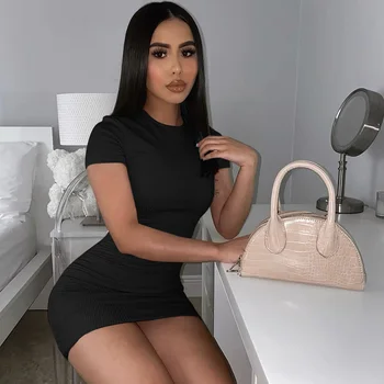 

Short Sleeve Sexy Women Bandage Mini Dress High Waist Evening Party Hot Dress Female Striped Casual Dress